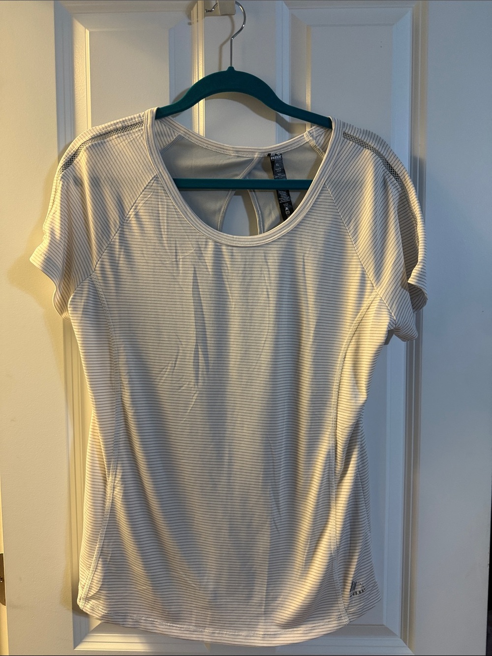 Reebok White Thin-Striped Short Sleeve Tee